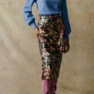 Sezane Magalia Skirt Sequins Fleurs Bleu Canard Dore Rose - Size 38